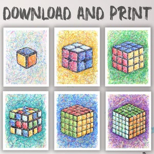 Rubik's Cube room decor, Printable Rubik's Cube art, Rubix cube wall art, Rubiks cube poster