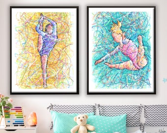 Create your own Set of Gymnastics Art Prints for teen girls wall art bedroom decor, Gymnastics poster art Sports art gift