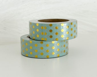 Mint & Gold Foil Dot Washi Tape