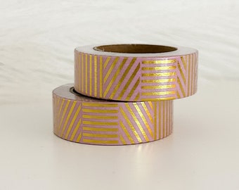 Pink Gold Foil Stripe Washi Tape