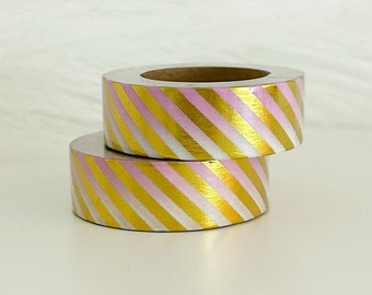 Pink Gold Foil Ombré Stripe Washi Tape