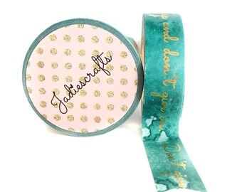 Turquoise Watercolour Foil Quote Washi Tape