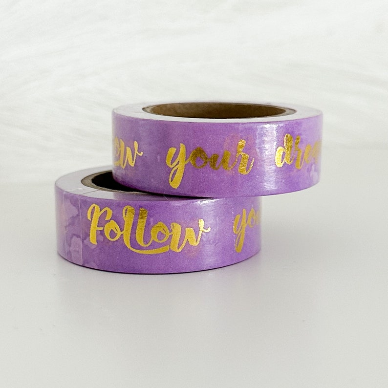 Purple & Gold Foil Quote Washi Tape image 1