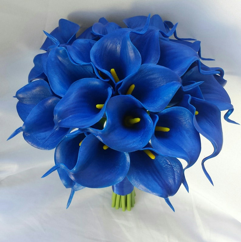 Royal Blue Calla Lily Bouquets Blue Calla Lily Bouquet Royal | Etsy