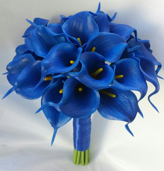 Royal Blue Calla Lily Bouquets Blue Calla Lily Bouquet Royal Etsy