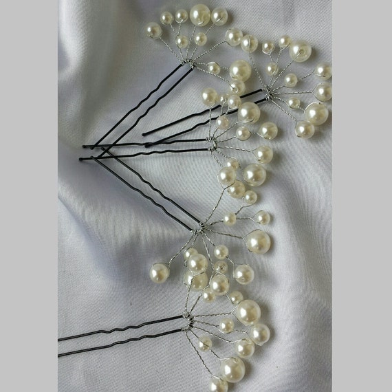 5pcs Bridal Hair Pins Ivory Pearl Wedding Hairpins Wedding Etsy