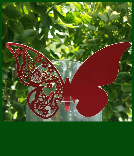 50pcs White Butterfly Glass Name Place Escort Cards for Baby Shower Wedding