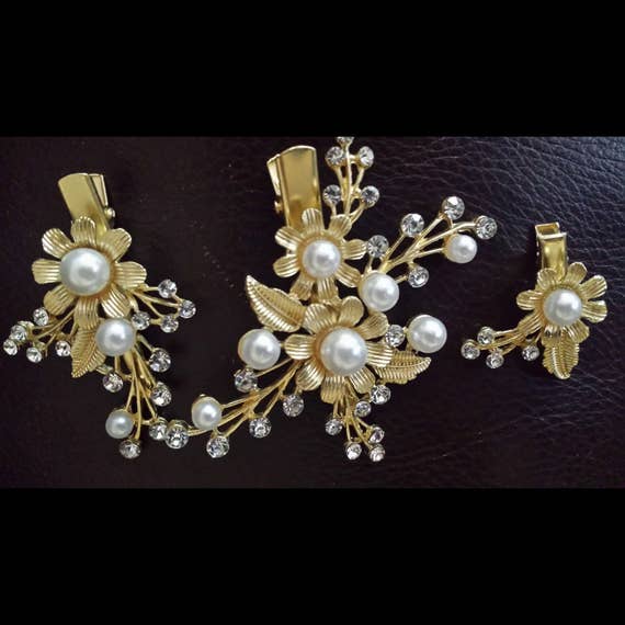 3pcs Gold Hair Clips Gold Hair Pins Gold Wedding Hairpins Gold Etsy