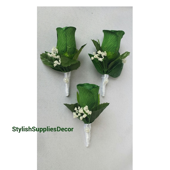 Dark Green Boutonniere Emerald Green Corsage Green Wedding | Etsy