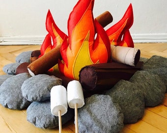 Felt Campfire SET- Felt Toys- Camping Decor- Kids Playroom Decor- Felt Pretend Play- Camping Gifts for Kids