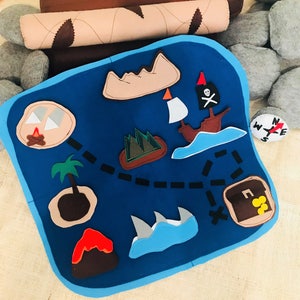 Felt Treasure Map , Felt Toys, Felt Pretend Play, Felt Camp Toy, Felt Map, Camping Toy, Kids Camping , Pirate Map