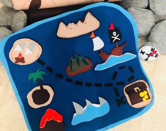 Felt Treasure Map , Felt Toys, Felt Pretend Play, Felt Camp Toy, Felt Map, Camping Toy, Kids Camping , Pirate Map