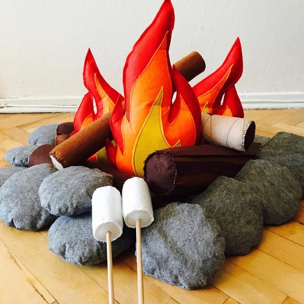 ENSEMBLE de feu de camp en feutre | Jouets en feutre | Décor de camping | Faire semblant de jouer | Cadeaux de camping pour enfants | Décor de chambre d'enfants | Décor de salle de jeux