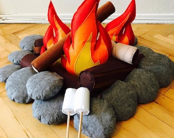 Felt Campfire SET- Felt Toys- Camping Decor- Kids Playroom Decor- Felt Pretend Play- Camping Gifts for Kids