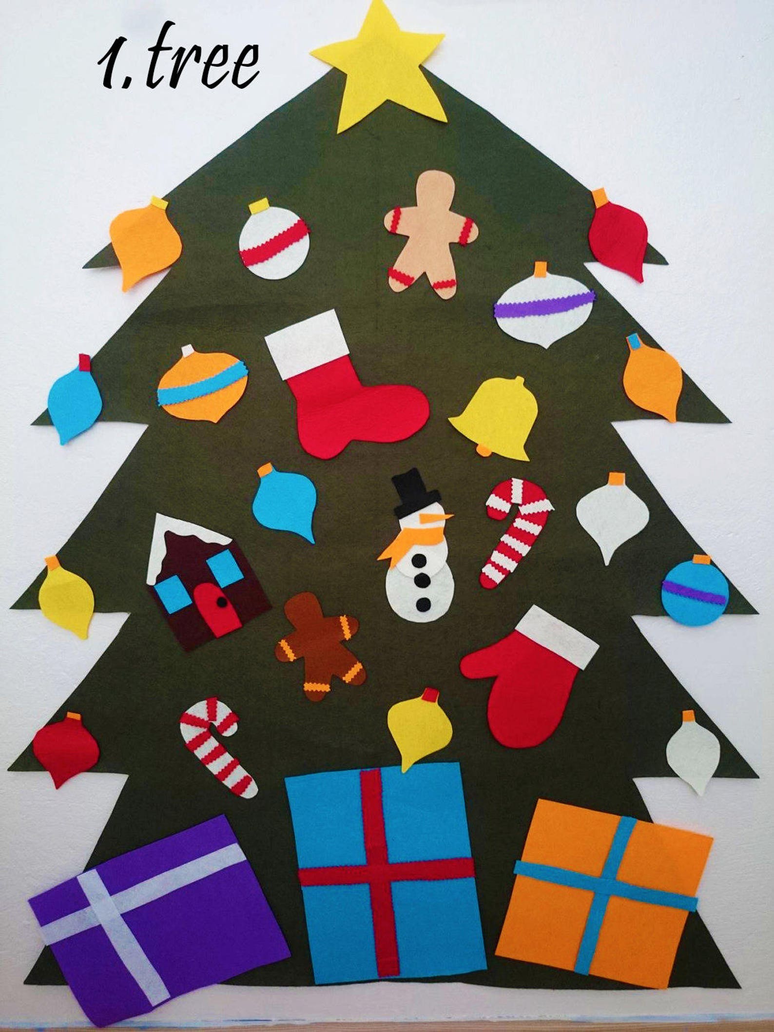 Felt Christmas Tree Wall Treefelt Treekids Christmas Tree Etsy
