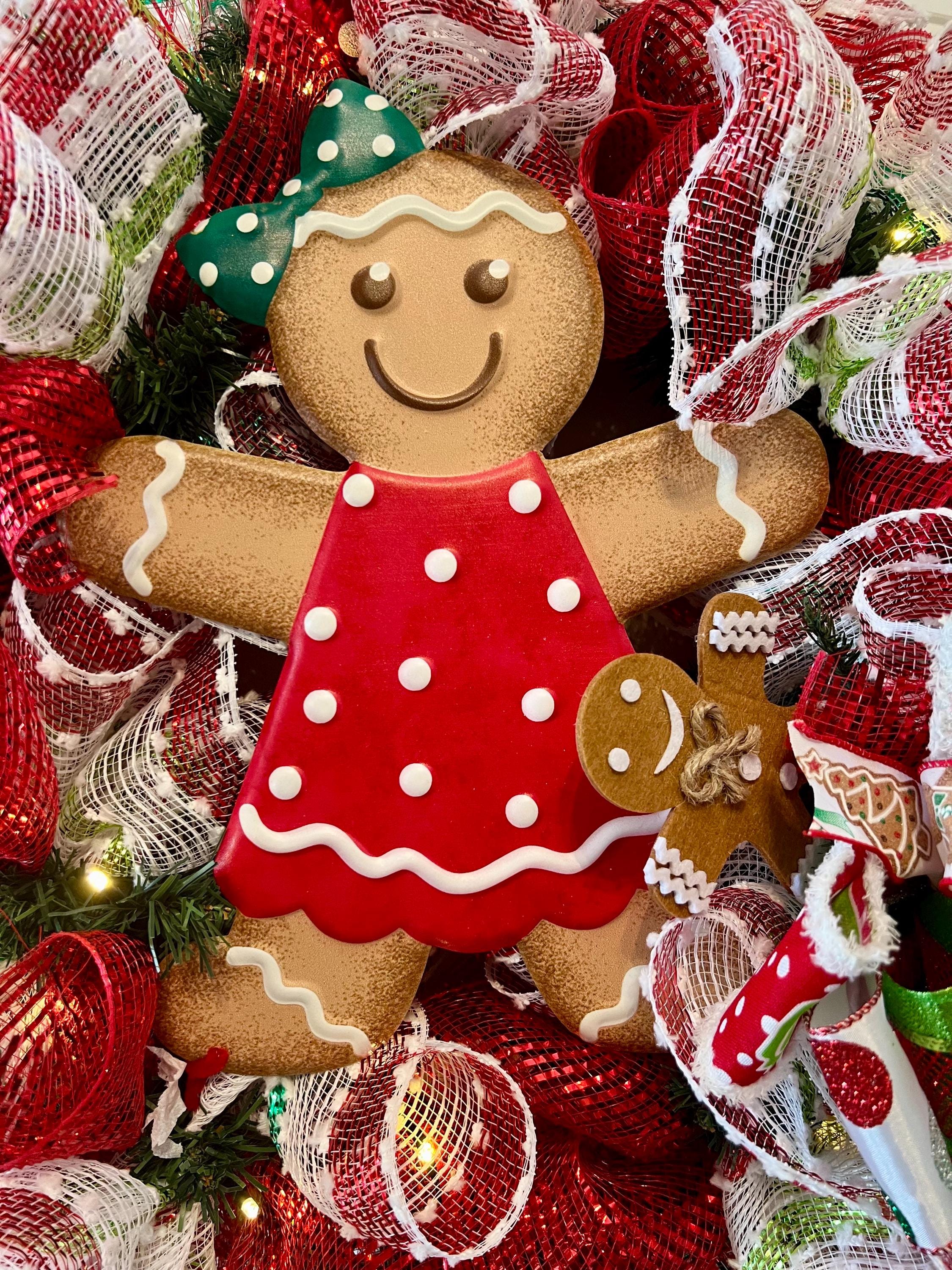 Lighted Gingerbread Christmas Wreath: Holiday Front Door Decor - Etsy