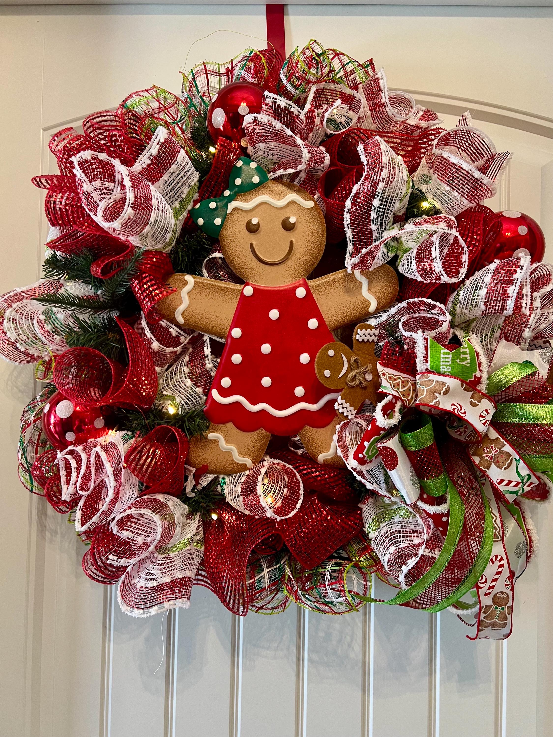 Lighted Gingerbread Christmas Wreath: Holiday Front Door Decor - Etsy