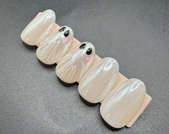 Cute Ghost Chrome Press on Nails
