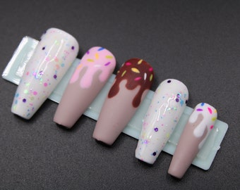 Ice Cream Press on Nails | APRES GEL-X | Matte Nails | Luxury Nails | Summer Nails |