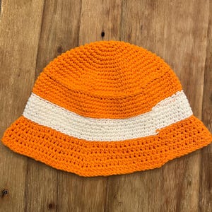 Orange Crochet Bucket Hat