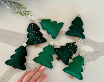 Felt Christmas Tree Ornament, Felt Tree, Evergreen Tree Ornament, Sparkly Tree