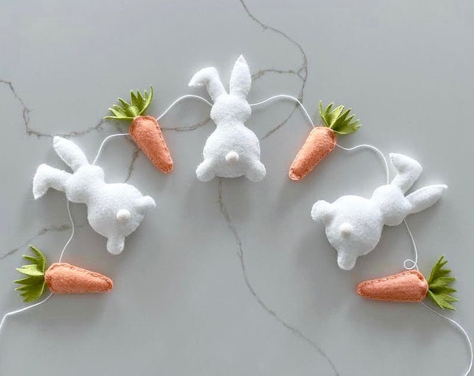Felt Easter Garland | Felt Easter Bunny | Bunny Decor | Easter Decor ...