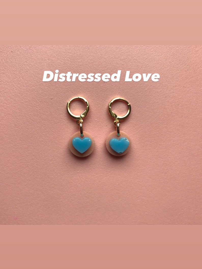 Dainty Gold Huggie Hoop Earrings Love Locked Distressed Love