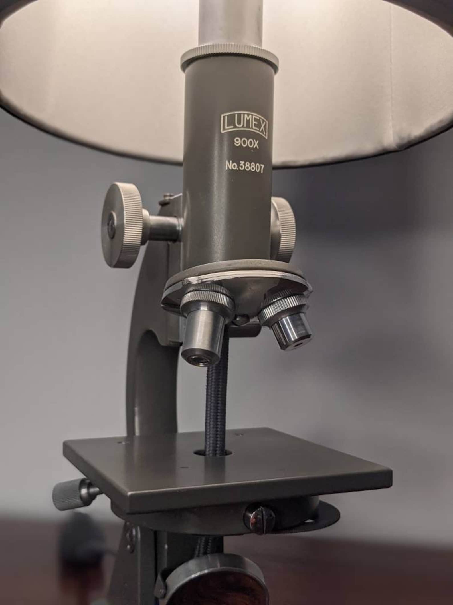 Large Vintage Microscope Lamp in Black Etsy