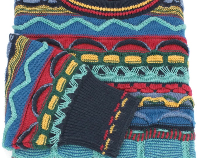 Pull Vintage COOGI Australie Multicolore Taille L - Tricoté, Années 80, Occasion Très Bon état