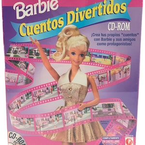 1990&#39;s Barbie PC CD Rom Game Mattel Toys RARE Spanish Version Sealed Deadstock New Cuentos Divertidos Windows Create Animated 1996