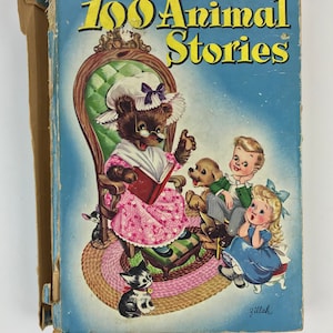 Vintage 1947 100 Animal Stories Children&#39;s Fairy Tale Story Book Whitman Publishing Company