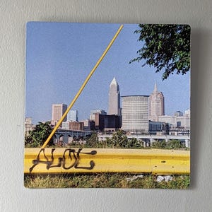 Cleveland skyline - Square metal print