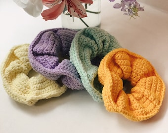 Crochet hair scrunchies, hair accesories, handmade hair scrunchies, cotton hair scrunchies