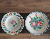 Pretty and bright  Set of 2 Plates  Vintage folk art hand painted Beautiful spring Plates for Collection, hung Decoration or use Hungarian