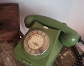 OLD Retro Rotary PHONE green and Bold, Great Nostalgic Effect, Decor or Use Telephone. Vintage telecommunications.  Collectible