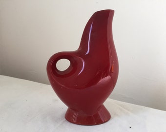 Elegant Vibrant Red Flower Vase Ornament RETRO