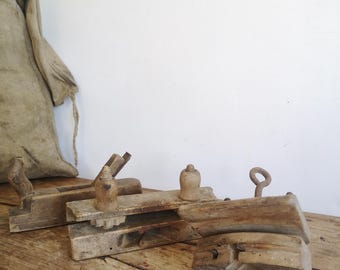 Rustic wood working tools set of 3 Primitive OLD Workman s Tools, Farmhouse Decor, Wooden and Metal Handles, Display Props, Collectibles