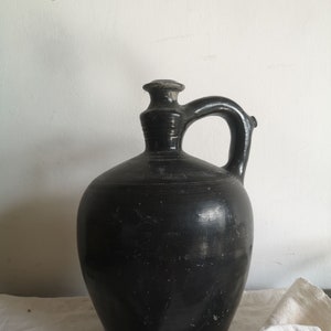 Hungarian Vintage Terracotta Earthenware Clay Handmade Pottery Jug Bottle  Water Wine Oil Slipglaze 30-40's, Pot, Flask, Drink Cup Vase Decor 
