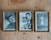 Small set of 3 Decorative Antique Frames, Chipped Gold rocco Gilt, nostalgic Decor, rustic, picture, old photo wooden vintage Display Shabby