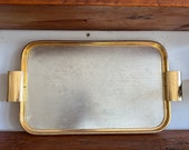 Enhance Special Occasions with our Mid Century Silver and Gold Serving Tray - Elegance and Functionality Combined