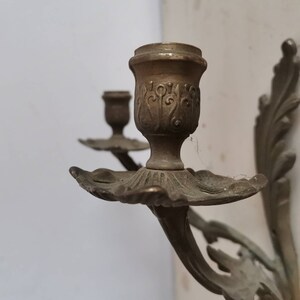 Twin wall mounted Candleabra Baroque Rustic metal Wall Light Sconce, CANDLE clasical Detail and Fancy Design c1940