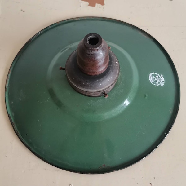 Industrieel groen emaille Fabriek Koeienstal Hongaarse hanglamp Kleine lamp Verlichting Keuken Hongaarse gestempelde metalen hangende kap