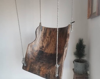Dough bowl swing.  Garden or Home furniture.  Unique seating hammok. Wooden trough, quirky antique modern.  Hand crafted.