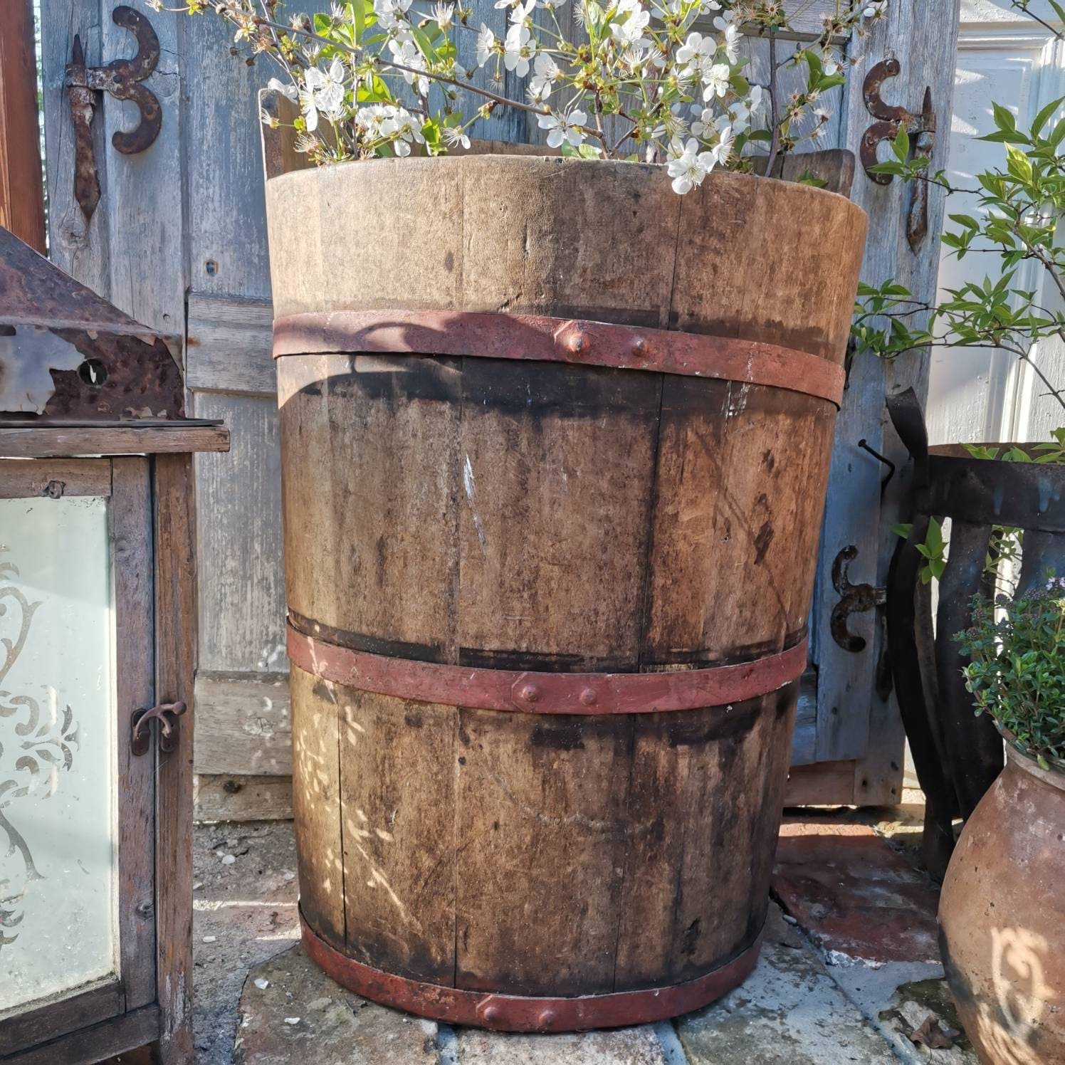 Antique Grape Hod Harvester Oak Bucket Primitive Handmade Etsy UK