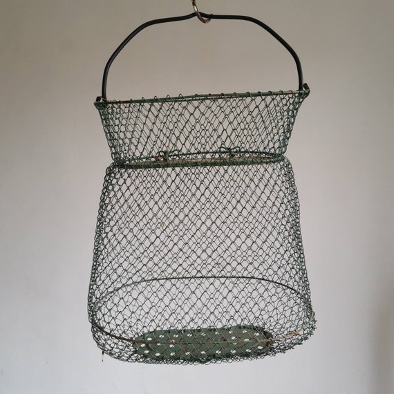 VINTAGE Woven Wire Fish Fruit Net Bag, Fisher Basket Metal Weave Kitchen  Decor OLD Retro Harvesting, Storing, Cook, Food, Storage Chain Link 