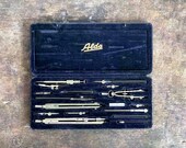 Technical Drawing Design Set, Vintage COMPASS, Pencil, Graphic Art, Precise Alda Swiss KIT, complete, velvet lined case