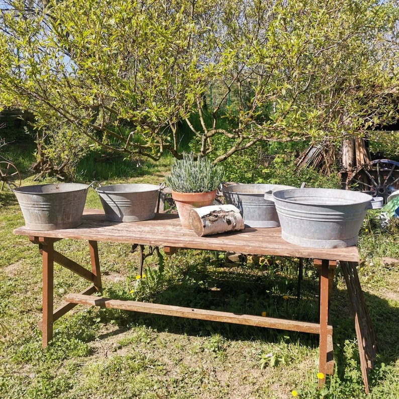 Galvanised Vintage Metal Water Bucket Planter With Handles. Etsy