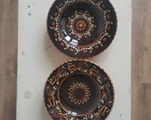 Set of 2 WALL HANGING Plates  Vintage folk art hand painted Beautiful Plates for Collection, Decoration or use Hungarian