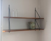 Vintage 1950s Central European Mid-Century Modern Cast Iron String Shelf Brackets Strong, Robust, Stylish for Customized Shelving Delight