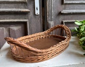 Austrian Crafted 1970 Mid-Century Modern Wicker Tray, Veneer Base: Sturdy  Tea, coffee or Cocktail Presentations - Great Quality and Style